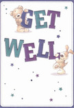 With its joyous, comforting design, this illustrated get well card acts as a burst of local cheer-two endearing figures, a fluffy bear and an exuberant puppy, balance atop large, colourful letters spelling 'Get Well.' Their playful forms all but leap from a soft cream canvas, all set aglow with shades of indigo and teal that echo the hues found in nearby Hillingdon gardens. Sprinkled stars in gradients of blue and purple shimmer gently across the scene, infusing it with an air of encouragement and possibility. The richly textured fur of both animals, rendered with precision, exudes an inviting softness not unlike holding a comforting bouquet. Every detail comes together in a joyful tableau, radiating the care, kindness, and hope that defines our Hillingdon community-offering emotional and visual solace during times of recovery.